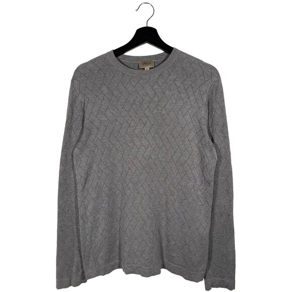 Armani Collezioni Viscose Blend Knit Crewneck Sweater Gray Size 50 / US Small - Picture 1 of 7